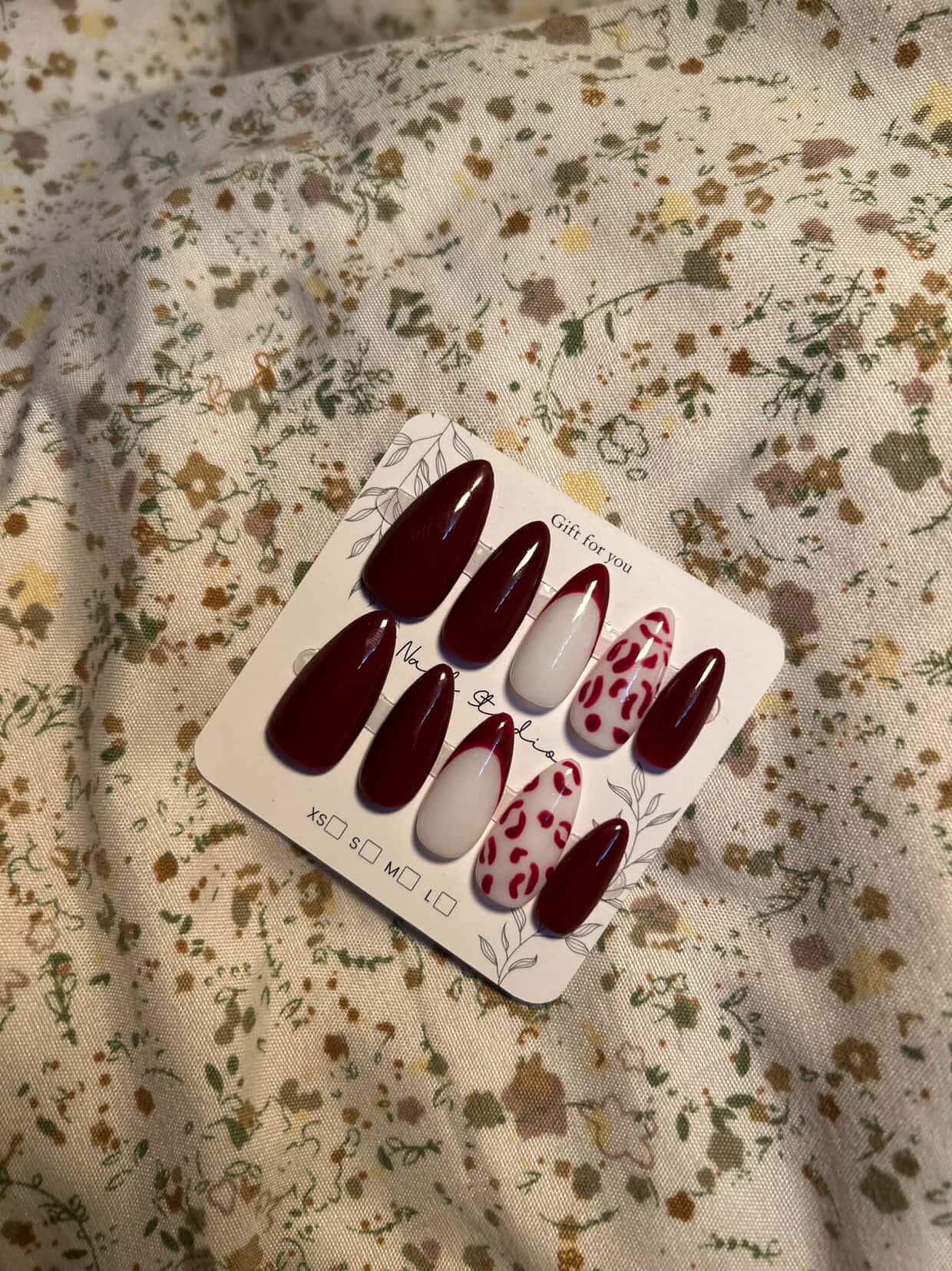 Red velvet leopard nails